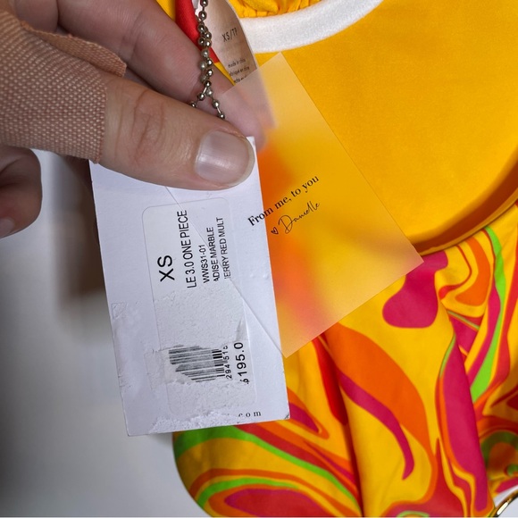 WeWoreWhat NWT Danielle 3.0 One Piece Swimsuit Retro Swirl Cherry Red Multi XS - Picture 8 of 12